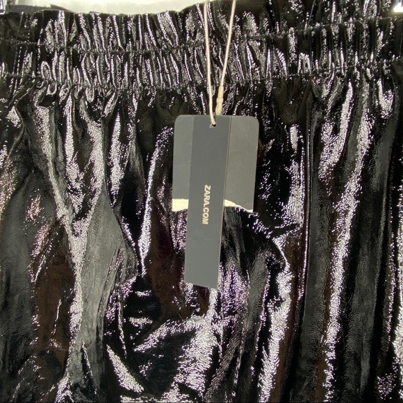 NWT Small Zara Knit Shiny Faux Patent pull on Skirt - Picture 7 of 10